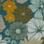 Preview: Viskose Druck Retro Blütenmischung petrol mint grün